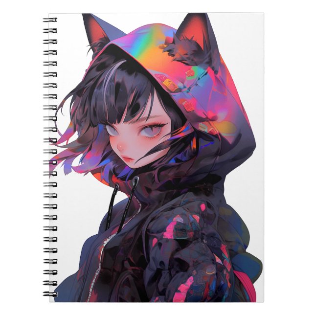 Niedlich Anime Catgirl Notizblock (Vorderseite)