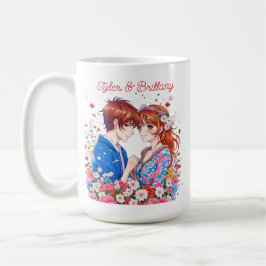 Niedlich Anime Couple Cuddling Personalisiert Kaffeetasse