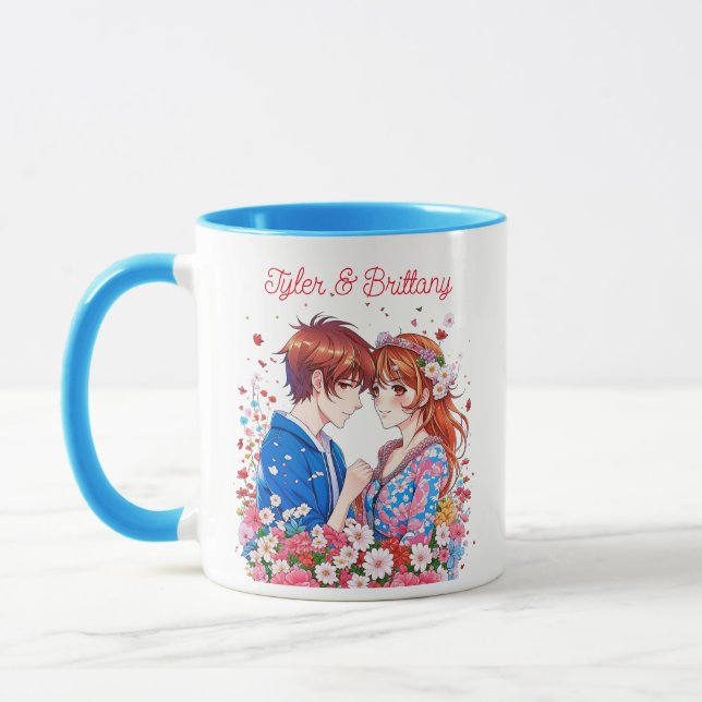 Niedlich Anime Couple Cuddling Personalisiert Tasse (Links)