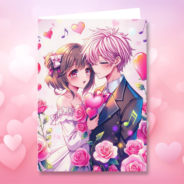 Niedlich Anime Couple | Personalisierter Valentins Karte (Von Creator hochgeladen)