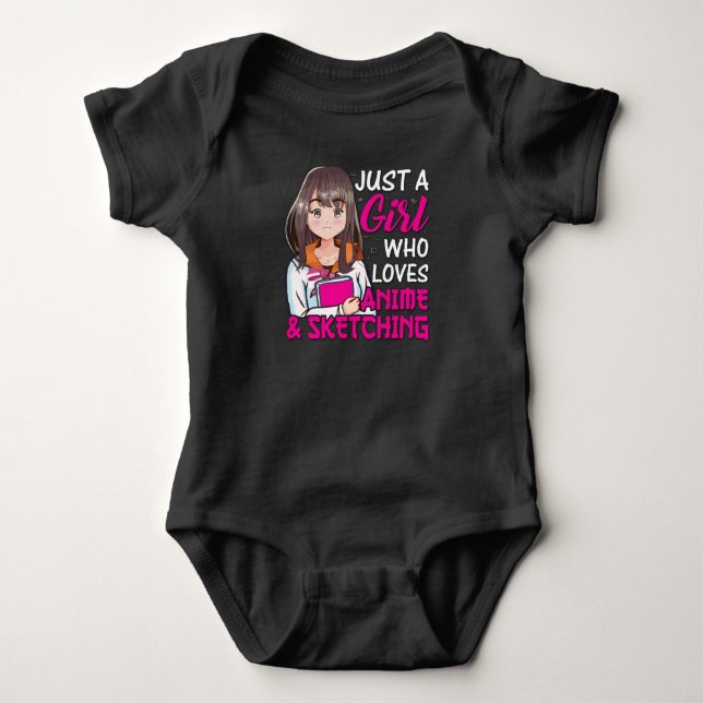 Niedlich Anime Girl | Anime & Sketching Lover Baby Strampler (Vorderseite)