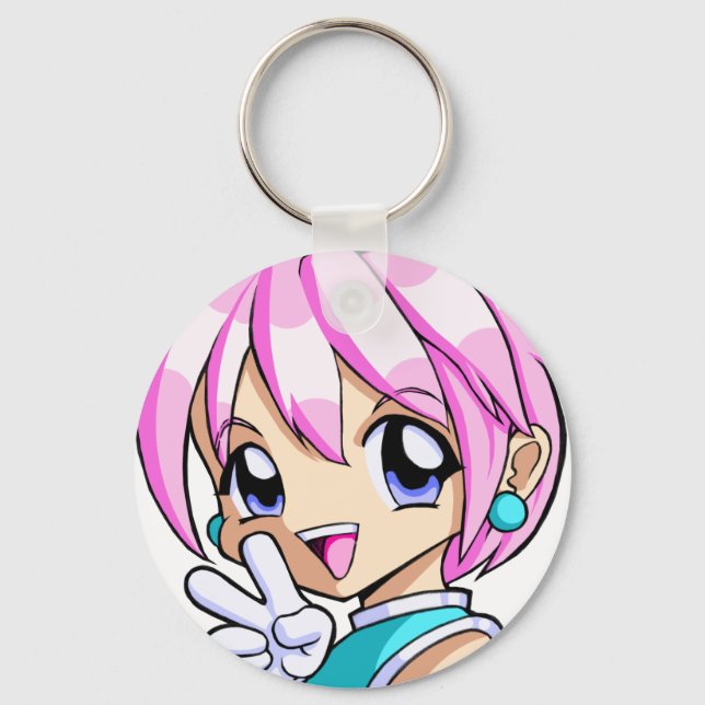 Niedlich Anime Girl Schlüsselanhänger (Vorderseite)