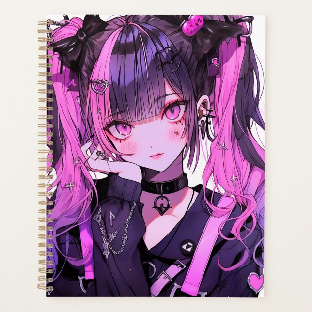 Niedlich Anime Goth Girl Planer (Vorderseite)