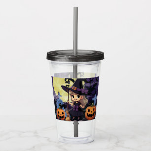 Niedlich Anime Halloween Hexe Acryltrinkbecher