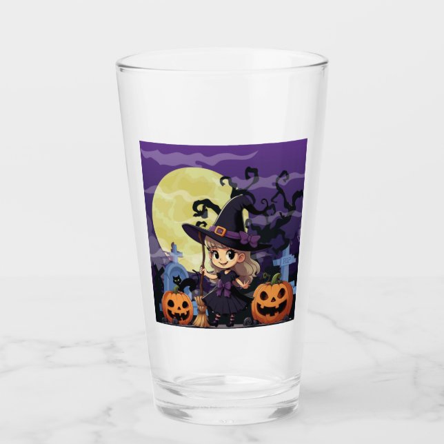 Niedlich Anime Halloween Hexe Glas (Vorderseite)