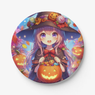 Niedlich Anime Halloween Hexe Pappteller