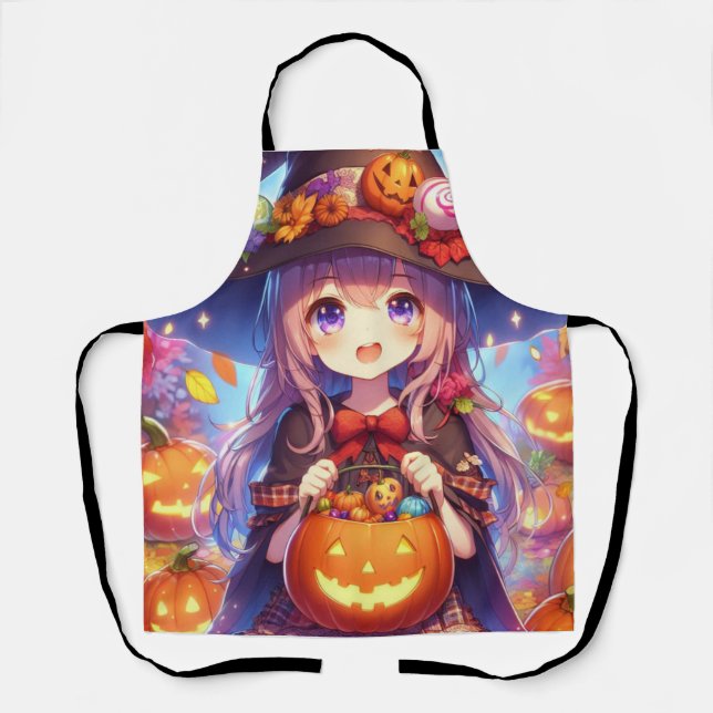 Niedlich Anime Halloween Hexe Schürze (Vorderseite)