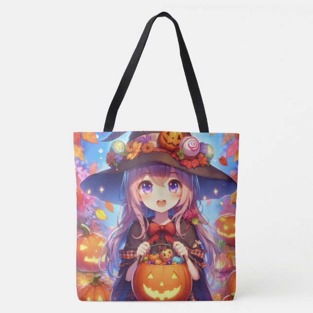 Niedlich Anime Halloween Hexe Tasche (Vorderseite)