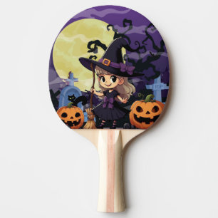 Niedlich Anime Halloween Hexe Tischtennis Schläger