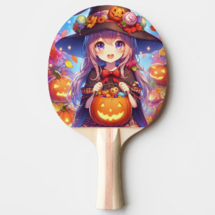 Niedlich Anime Halloween Hexe Tischtennis Schläger