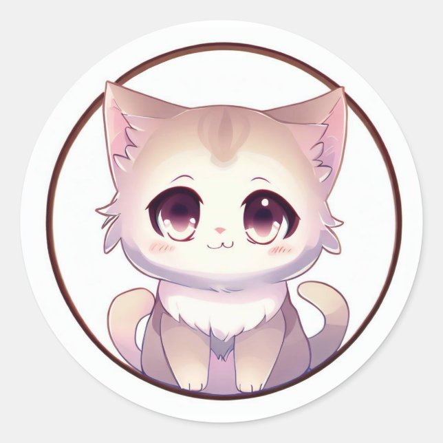 Niedlich Anime Kitty Runder Aufkleber (Vorderseite)