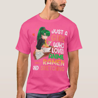 Niedlich Anime nur ein Mädchen, das Anime Ramen un T-Shirt