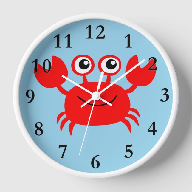 niedlich animierte rote Krabbe rund um die Uhr (Vorderseite)
