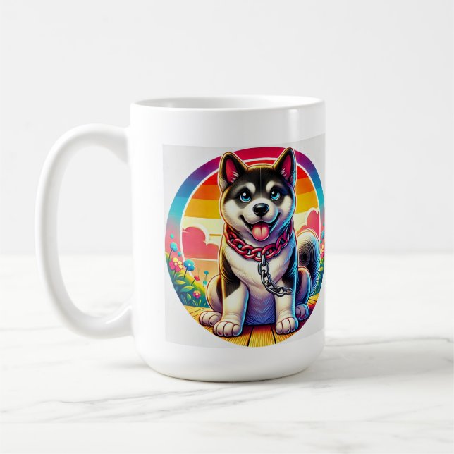 Niedlich animierte Welpe mit Collar Kaffeetasse (Links)