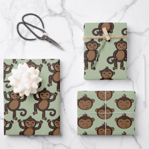 Niedlich animierter Affen Designer Druckkids druck Geschenkpapier Set