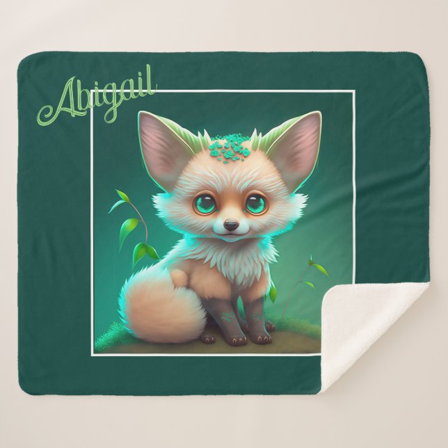 Niedlich animierter Babyfuchs Sherpadecke (Vorderseite (Horizontal))