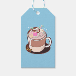 Niedlich animierter Hot Chocolate Marshmallows Car Geschenkanhänger