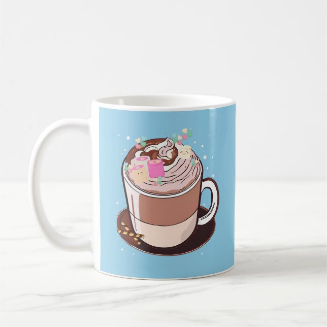 Niedlich animierter Hot Chocolate Marshmallows Car Kaffeetasse (Links)