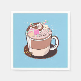 Niedlich animierter Hot Chocolate Marshmallows Car Serviette