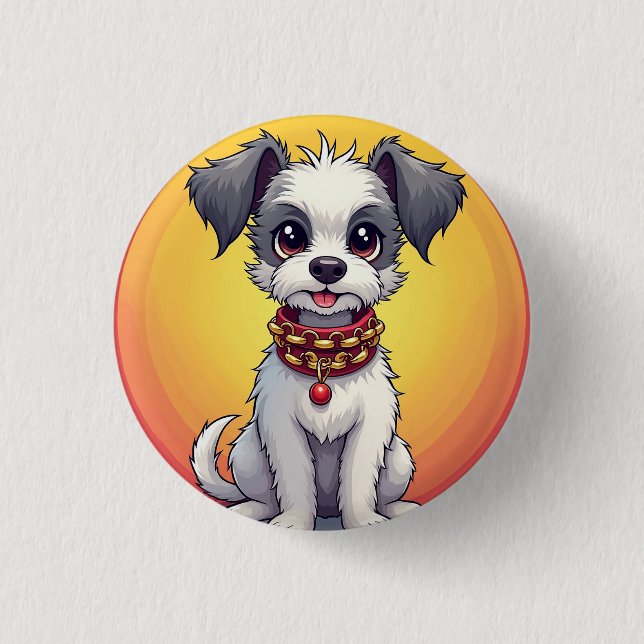 Niedlich animierter Hund mit Collar Button (Vorderseite)