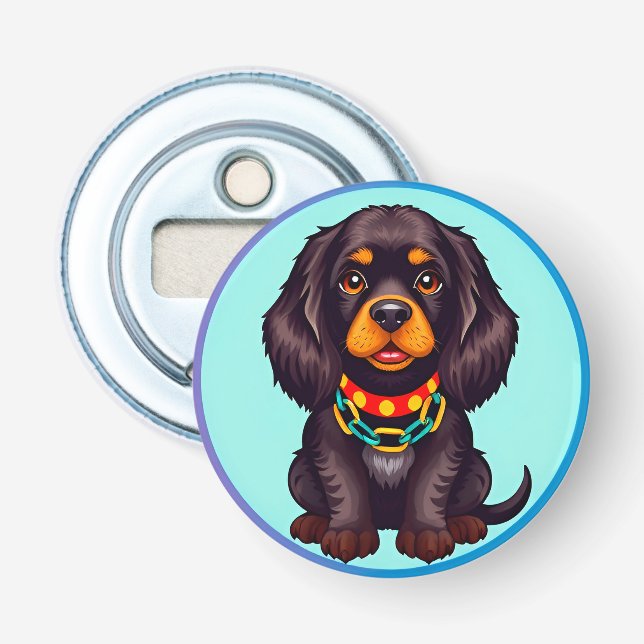 Niedlich animierter Hund mit Collar Flaschenöffner (Vorderseite)