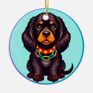 Niedlich animierter Hund mit Collar Keramik Ornament