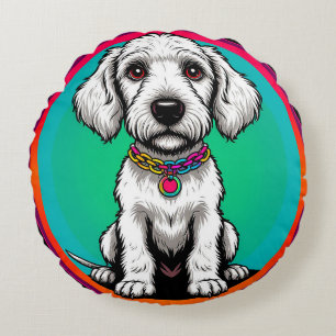 Niedlich animierter Hund mit Collar Rundes Kissen