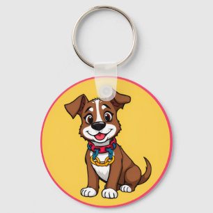 Niedlich animierter Hund mit Collar Schlüsselanhänger