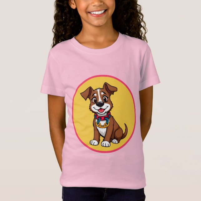 Niedlich animierter Hund mit Collar T-Shirt (Vorderseite)
