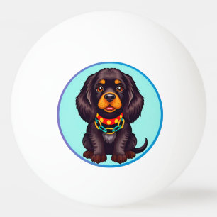 Niedlich animierter Hund mit Collar Tischtennisball