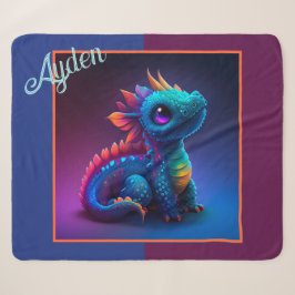 Niedlich animiertes Baby Dragon Sherpa Blanket Sherpadecke