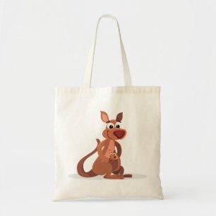 Niedlich animiertes Kangaroo mit Baby Tragetasche