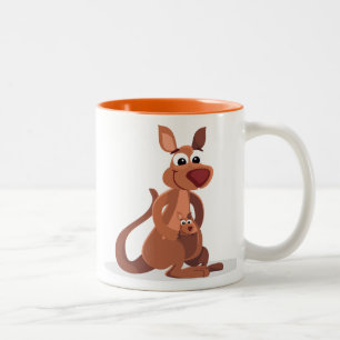 Niedlich animiertes Kangaroo mit Baby Zweifarbige Tasse