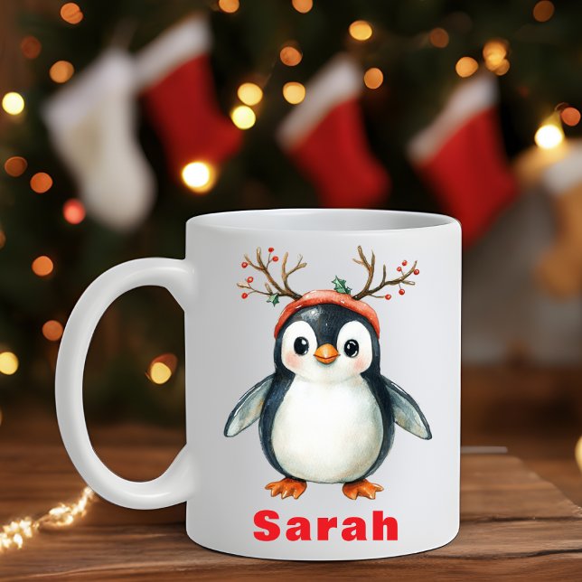 Niedlich Antlers Pinguin Holiday Kaffee Tasse (Cute Antlers Penguin Holiday Coffee Mug)