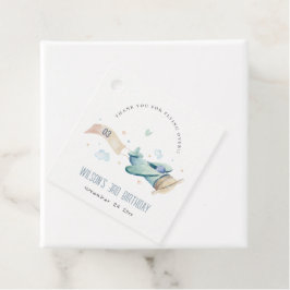 Niedlich Aqua Green Blue Kids Flugzeug Wolken Gebu Geschenkanhänger