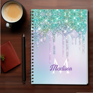Niedlich Aqua Turquoise Unicorn Glitzer Tropfen Mo Notizbuch
