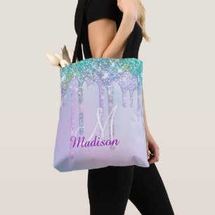 Niedlich Aqua Turquoise Unicorn Glitzer Tropfen Mo Tasche