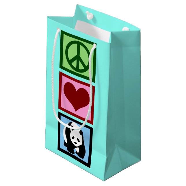 Niedlich Aquamarin Panda Kleine Geschenktüte (Vorderseite Schrägansicht)