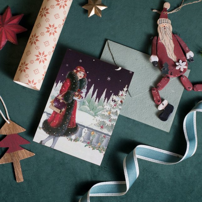 Niedlich Art Deko Vintage Dame Feiertagskarte (Von Creator hochgeladen)