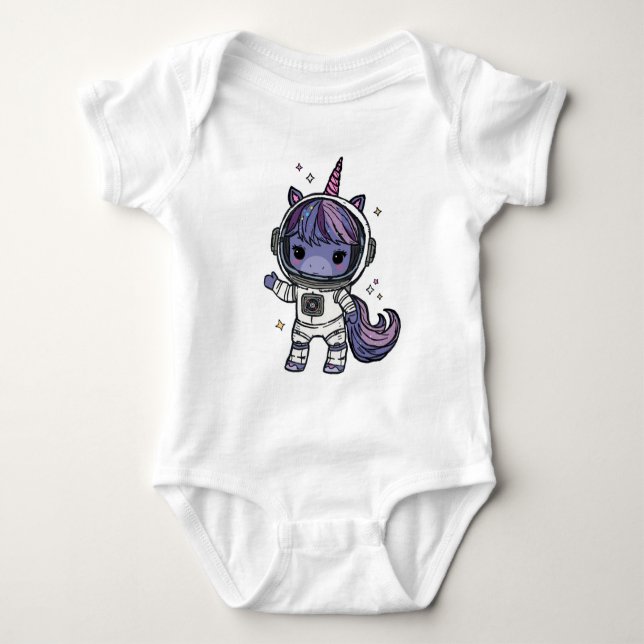 Niedlich Astro Unicorn Baby Bodysuit Baby Strampler (Vorderseite)