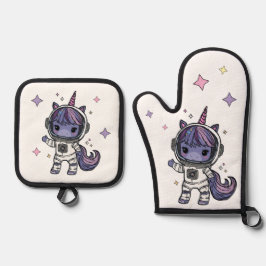 Niedlich Astro Unicorn Oven Mitt Ofenhandschuh & Topflappen-Set
