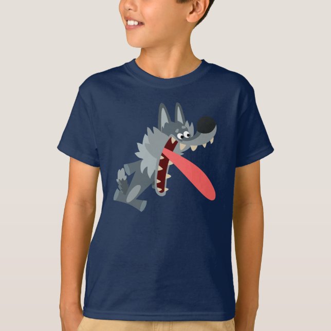 Niedlich aufgeregter Cartoon Wolf Children T - Shi T-Shirt (Vorderseite)