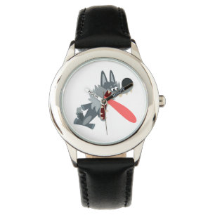 Niedlich aufgeregter Cartoon Wolf Watch Armbanduhr