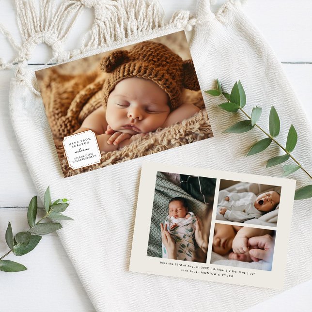 Niedlich aus Scratch-Tag | 4 Foto Geburtsjahr Ankündigung (Von Creator hochgeladen)