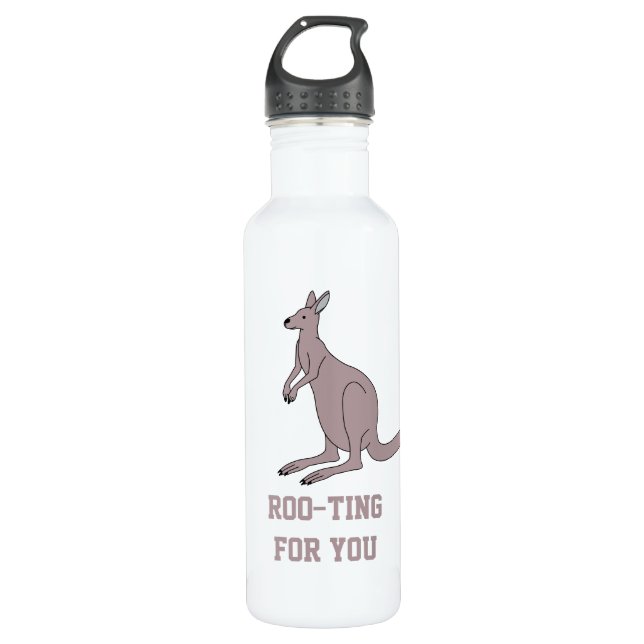 Niedlich Aussie Funny Kangaroo Pun Roo-ting für Si Edelstahlflasche (Vorderseite)