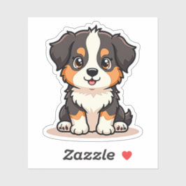 Niedlich Aussie Shepherd Puppy - Sitting Pose Aufkleber