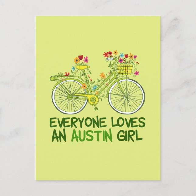 Niedlich Austin Cycling Girl Postkarte (Vorderseite)