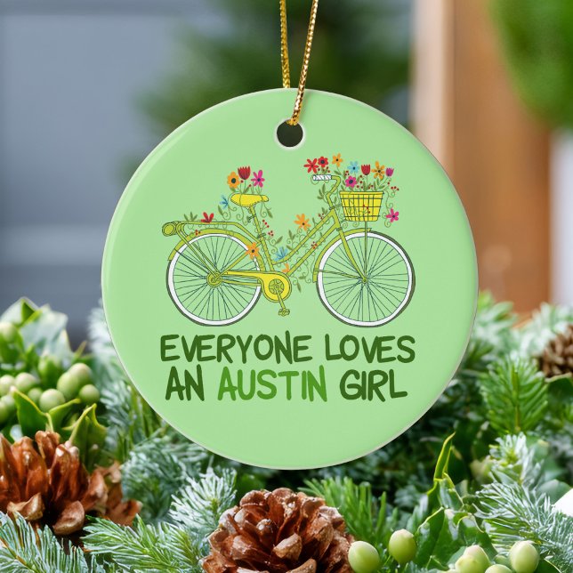 Niedlich Austin Girl Bicycle Keramik Ornament (Von Creator hochgeladen)