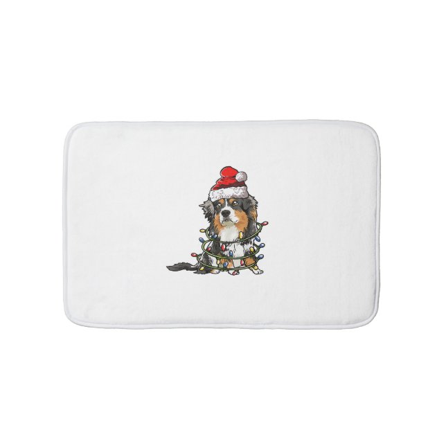 Niedlich Australian Shepherd Santa Christmas Tree  Badematte (Vorderseite)