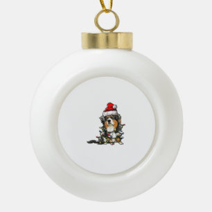Niedlich Australian Shepherd Santa Christmas Tree Keramik Kugel-Ornament